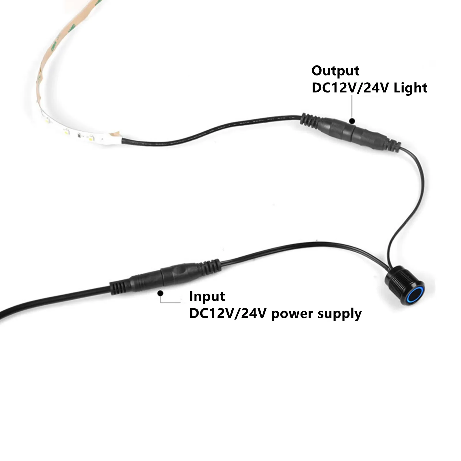 DC Sensor de Toque Conector do Interruptor, LED Strip Dimmer, Controlador Regulável, Fita Luz, 12V, 24V