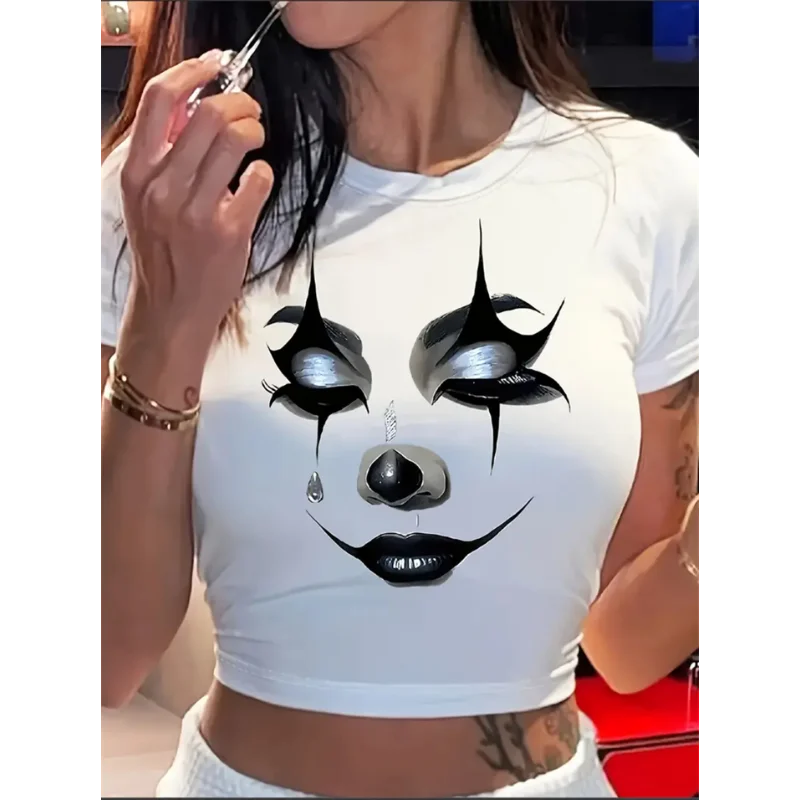 Best-selling Cartoon Cat Printed Women's Clothing with Round Collars and Short Sleeves Summer Fashion Polyester Fabric