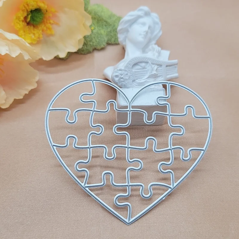 Heart Jigsaw Metal Cutting Die Scrapbook Embossing Die Cutting Manual Album Card Cover Material DIY Love Papercutting