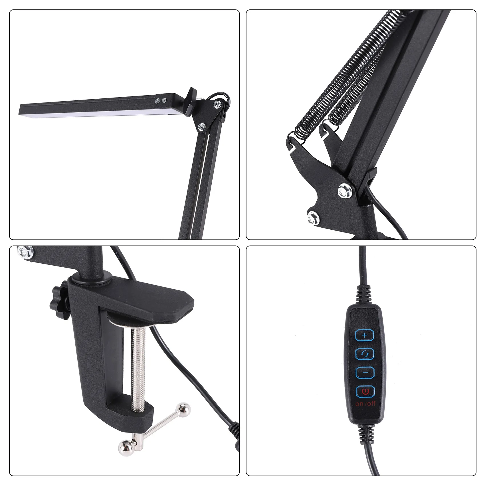 ABUP-LED Desk Lamp With Clamp,Adjustable Swing Arm Desk Lamp,Modern Architect Table Lamp For Study/Reading/Office/Work(Black)