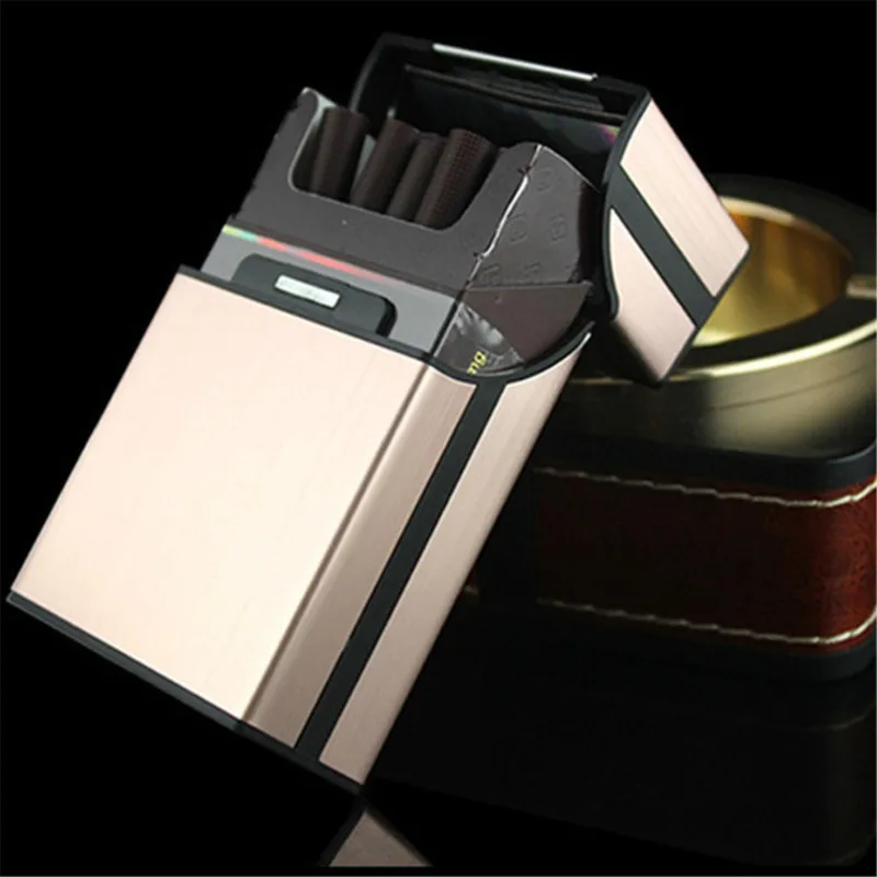 Smoking Cigarettes Aluminum Cigarette Case Cigar Tobacco Holder Pocket Box Storage Container Gift Box to Holds 20 Sticks