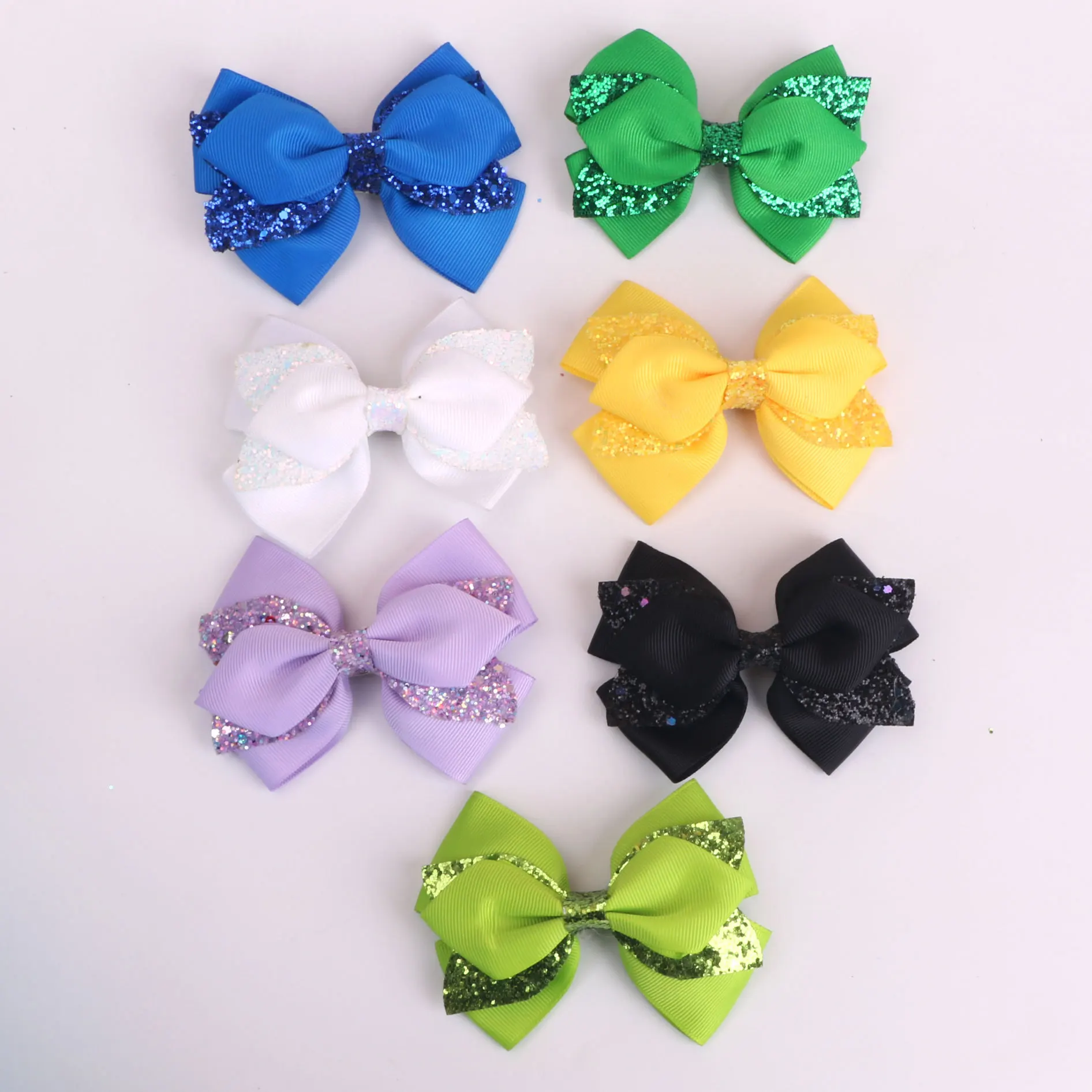 30pc Glitter Rainbow Sequins Hair Clips for Girls Kids Shiny Bow Hairpin Fashionable Children's Headwear Hair Accessories Bulk