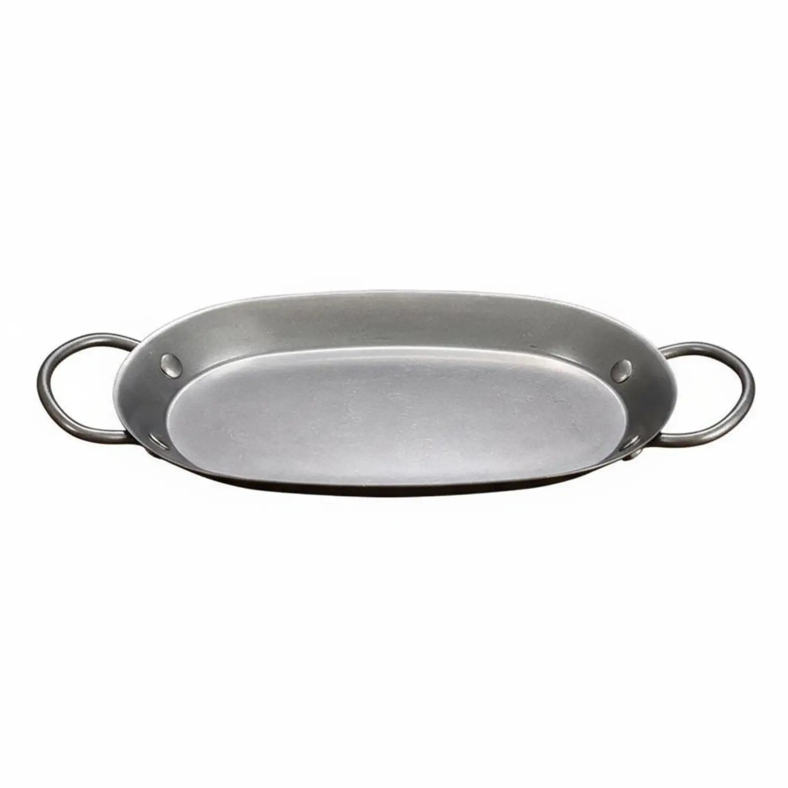 Retro Handled Stainless Steel Seafood Platter Vintage Oval Serving Tray for Table Setting Kitchen Hospitality
