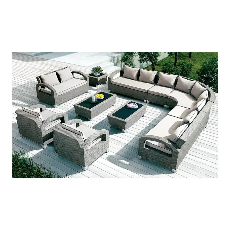 Outdoor imitation rattan sofa waterproof courtyard balcony garden sofa coffee table outdoor