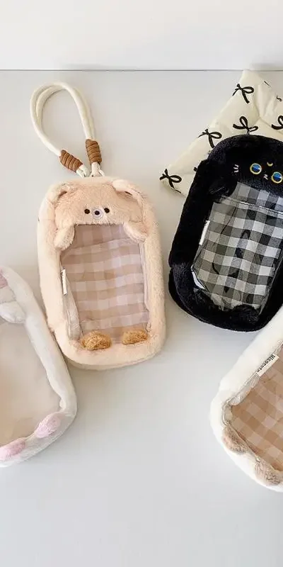 

Cartoon Plush Doll Dustproof Storage Bag Doll Display Bag With Keyring Mini Mystery Box Dolls Organizer Pouches For 15cm Doll