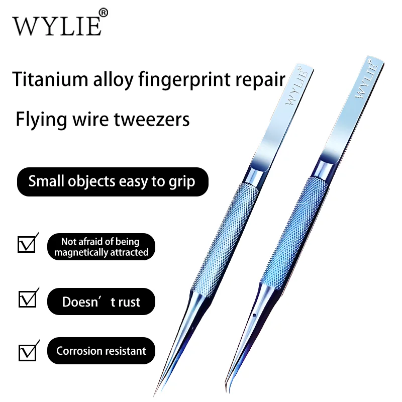 

Пинцет WYLIE из титанового сплава, антимагнитный, антикоррозийный, с острым кончиком, для ремонта телефонов, удаления отпечатков пальцев и работы с тонкими проводами