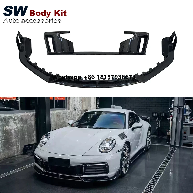 

New Carbon Fiber 911 Front Lip for Porsche 911 992 992.2 Front Bumper Splitter Lip Diffuser Cover Trim Upgrade