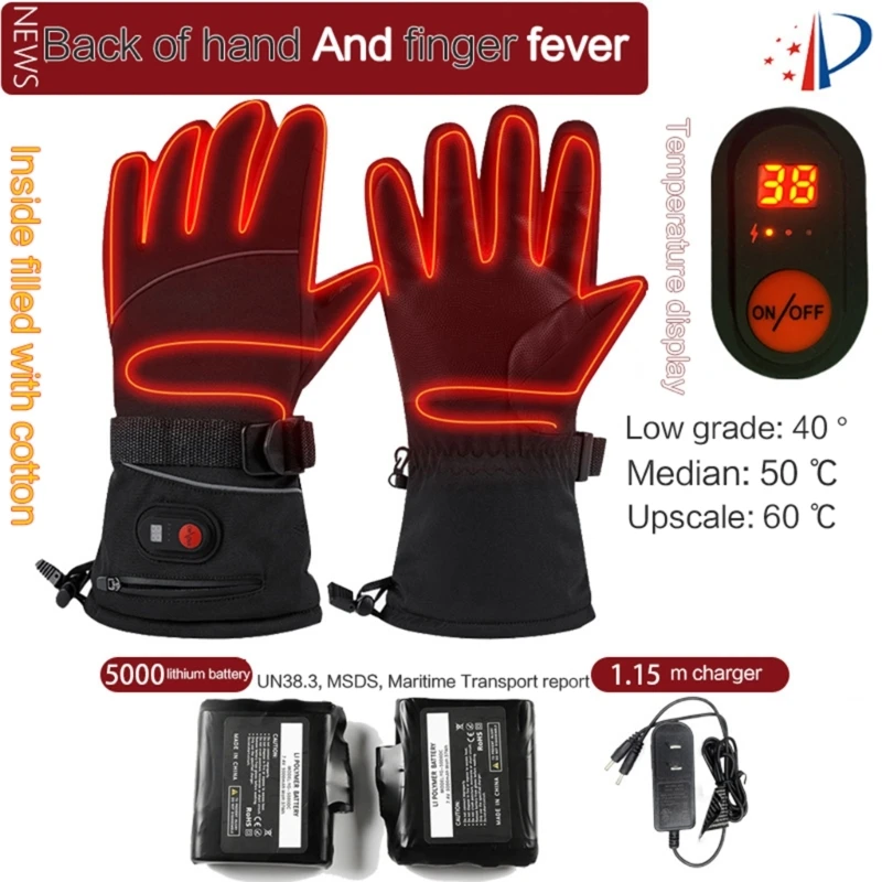 

Electric Heated Gloves for Female Male Battery Heating Winter Fishing Gloves