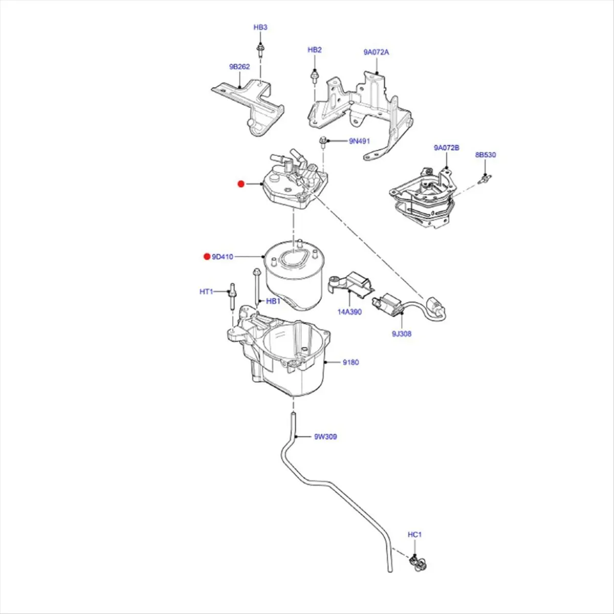 #96N Diesel Fuel Filter Assy for Ford Peugeot 308 208 5008 Opel Citroen,FM5Q-9155-AA 1870169 FM5Q9155AA,(Plastic)