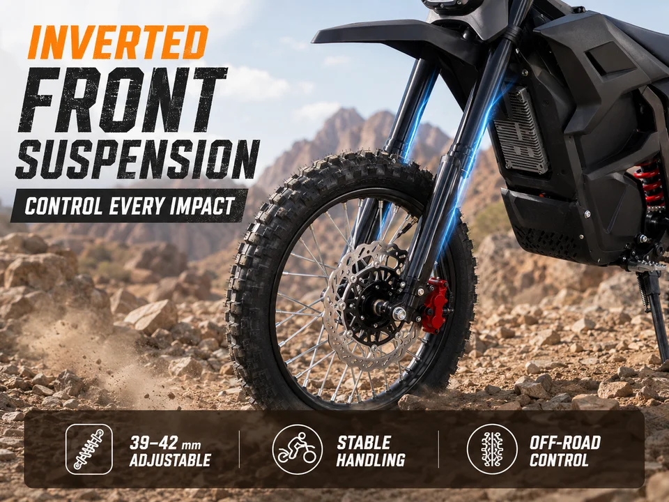 M5 Electric Bike for Adults 2600W Peak 30MPH Max Speed 48V 20Ah Lithium Battery 25 Mile Range All-Terrain Off-Road Electric Motorcycle  Tires Inverted Front Fork Rear Shock Absorber Hydraulic Disc Brakes Chain Drive E-Dirt Bike for Off-Road image 6