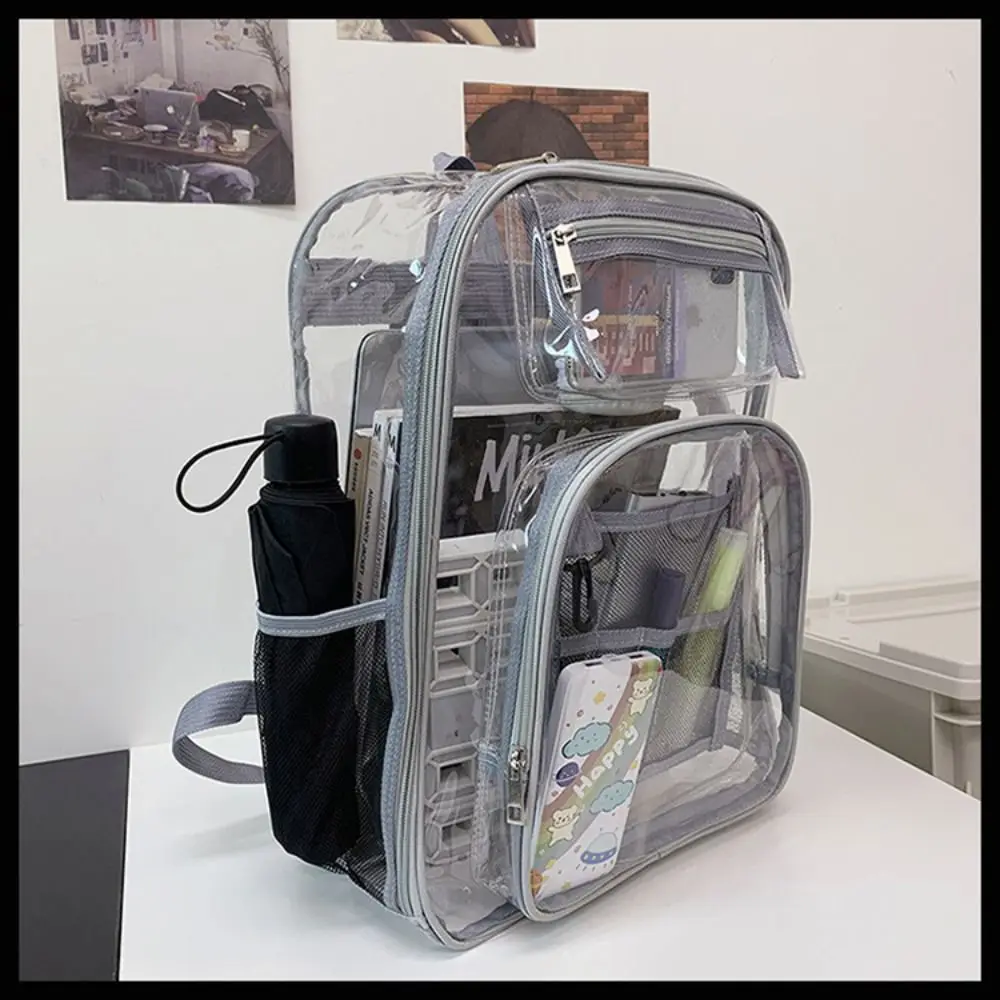 PVC klarer Rucksack große Kapazität wasserdichte Studenten Bücher tasche durchsichtig mit mehreren Taschen transparenten Rucksack Reisen