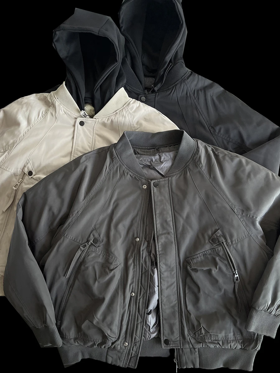 

Detachable Hood Improved Flight MA1 American Heavyweight Baseball Collar Workwear down Jacket Thick White Duck down Coat