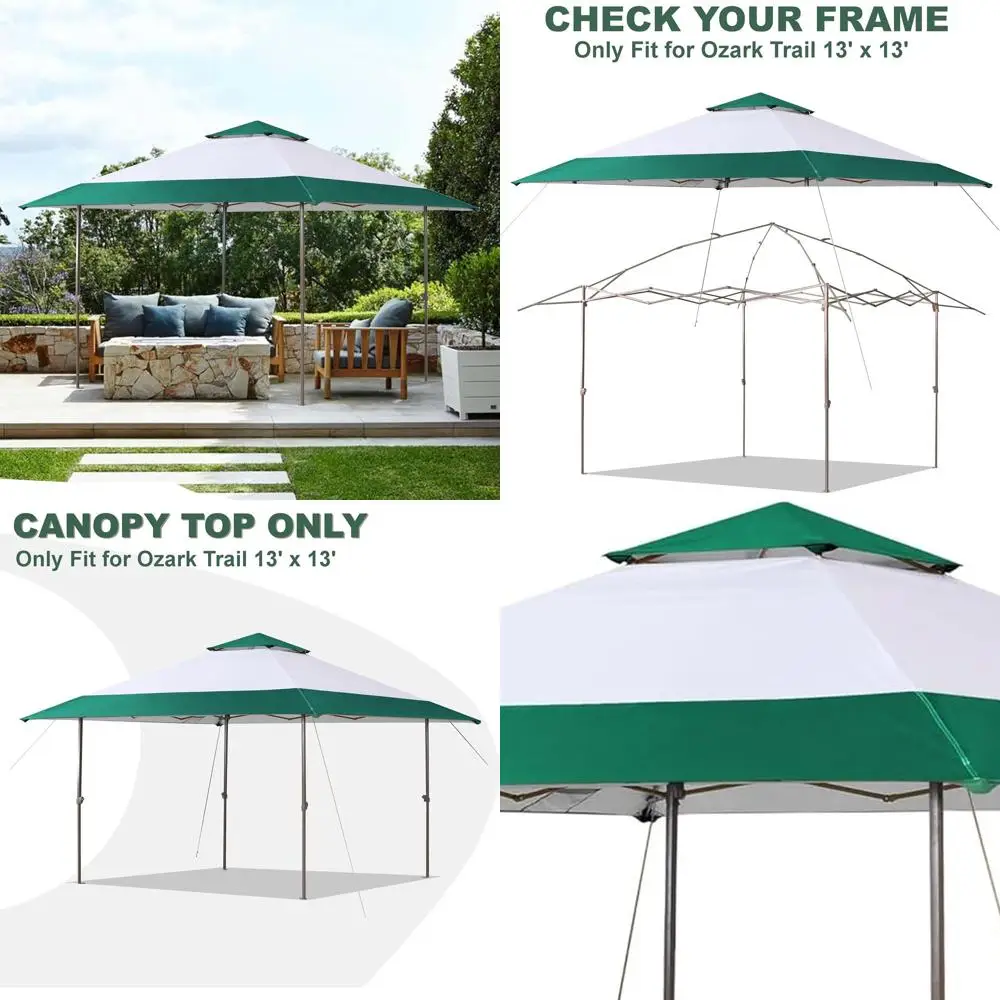 

13' x 13' Instant Canopy Replacement Top, White & Forest Green Cover Only