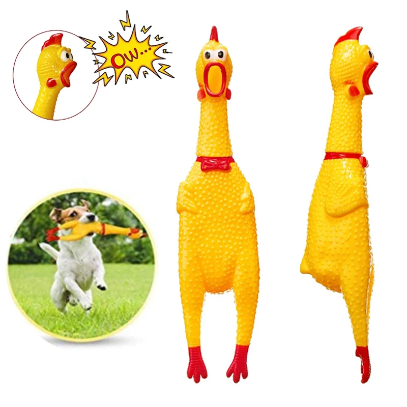 Pets Dog Toys Screaming Chicken Squeeze Sound Toy for Dogs Super Durable & Funny Squeaky Yellow Rubber Chicken Dog Chew Toy