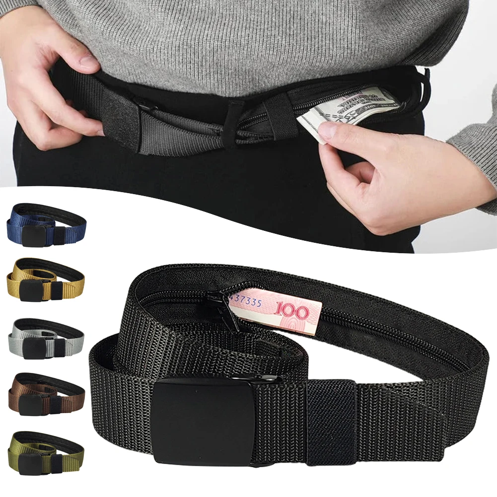 Travel Cash Anti Theft Belt Waist Bag Women Portable Hidden Money Strap Belt Wallet Waist Pack Men Secret Hiding Belt 110cm