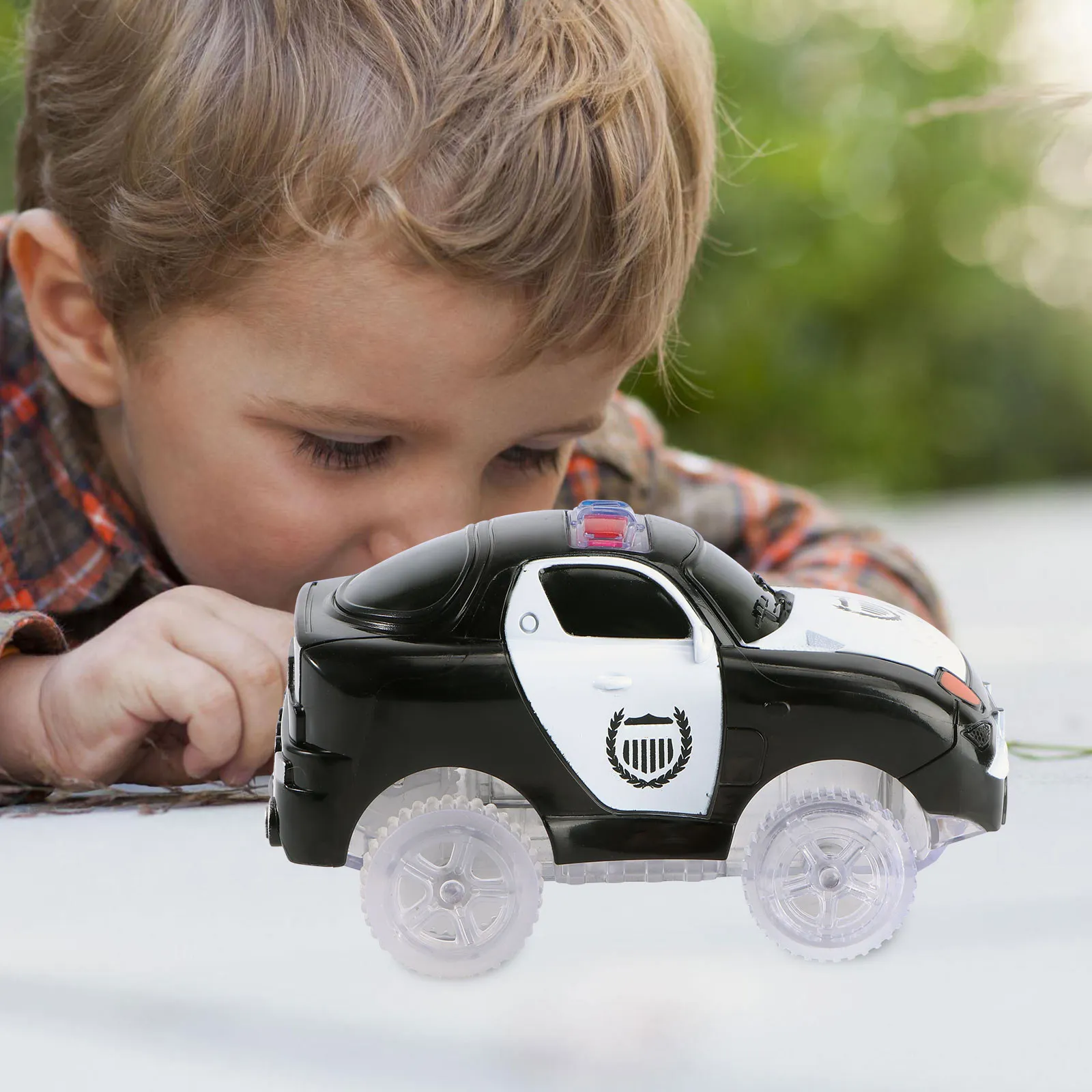 

Electric Light Up Car Track Racing 3 LED Multicolor Lights Sturdy Black Mini Race Car Compatible Most Tracks Race Cars