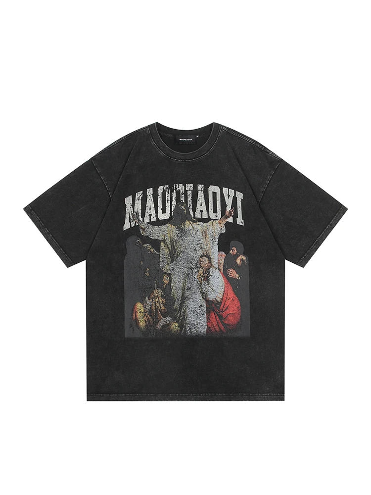 

Футболки унисекс в стиле ретро с принтом, свободный крой, круглый вырез, лето 2025