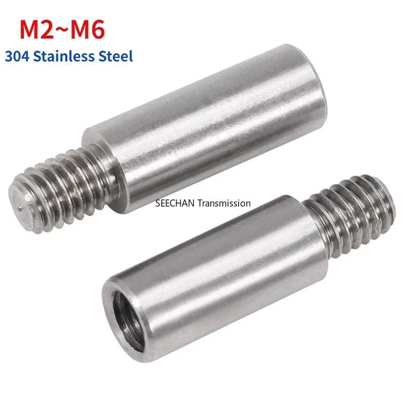

304 Stainless Steel Threaded Pillar M2 M2.5 M3 M4 M5 M6 *L+4/6/8mm Round Spacing Screw PCB Standoff Spacer Single Head Column