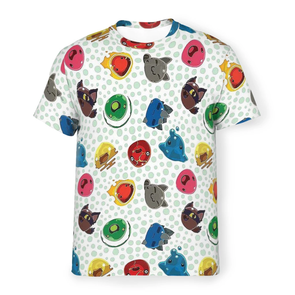 Cute Slime Rancher Pattern Polyester TShirts  Men Style Tops Thin T Shirt Round Neck