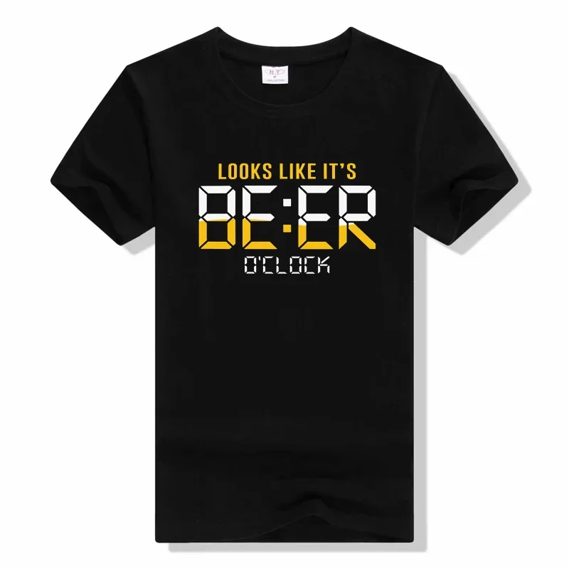 cotton funny BEER OCLOCK men t shirt summer cool funny men t shirt male o-neck t-shirt mens tee shir