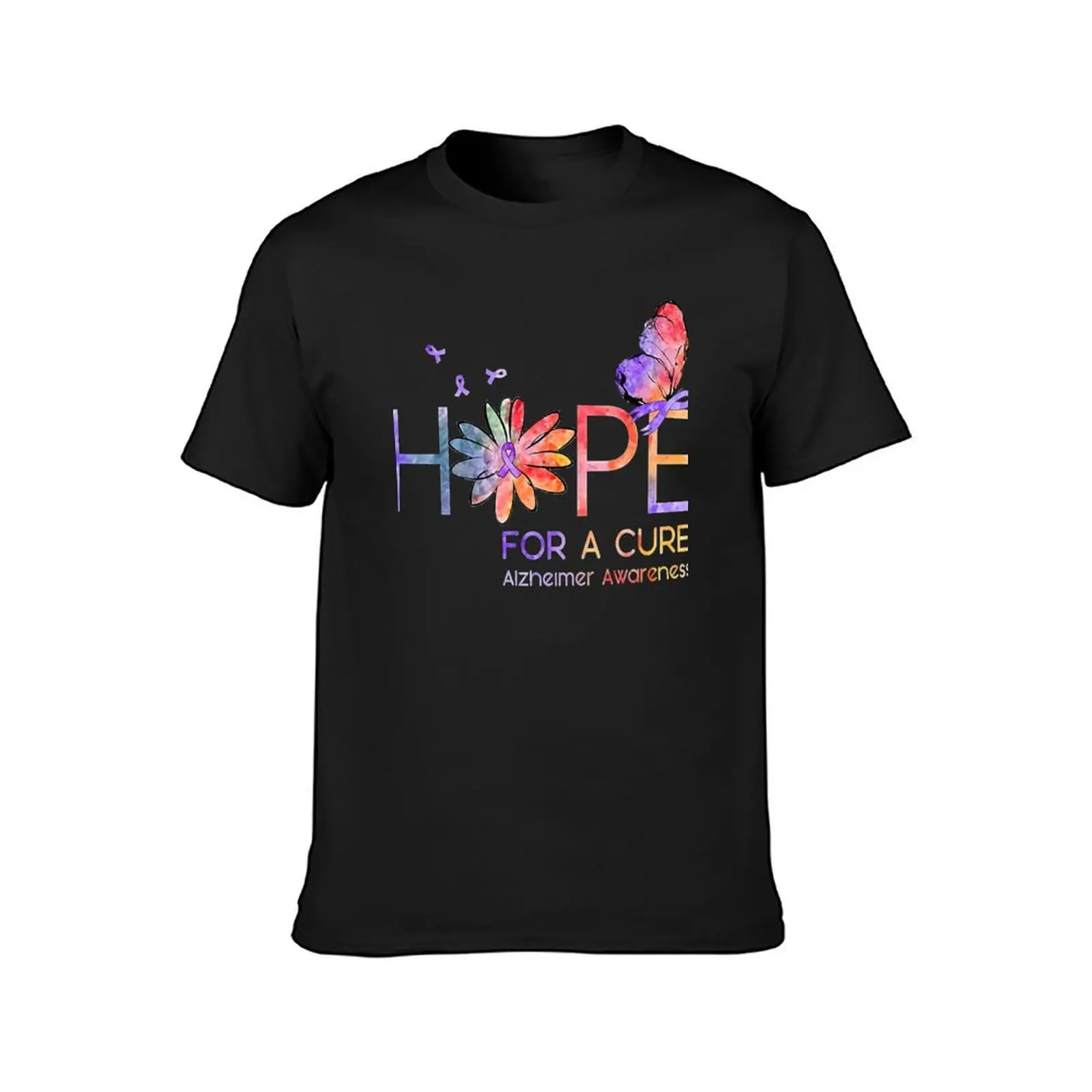 Alzheimer Awareness Hope For A Cure Alzheimer Awareness Flower Gift T-Shirt cute tops vintage clothes oversizeds t shirt for men