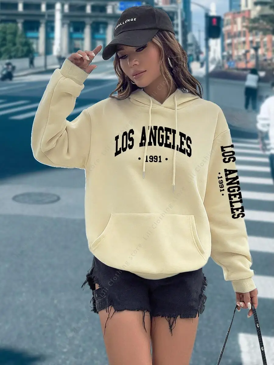 Damenkleidung Ästhetische Hoodies Herbst Winter Los Angeles Oberteile Hochwertige Sweatshirts Kapuzenshirt Modische Damen-Hoodies