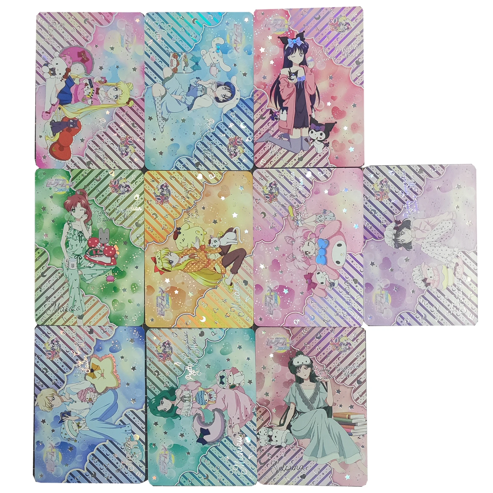 10Pcs/set Diy Self Made Sanrio Tsukino Usagi Joint Name Hot Silver Color Flash Collection Card Classic Game Anime Card Gift