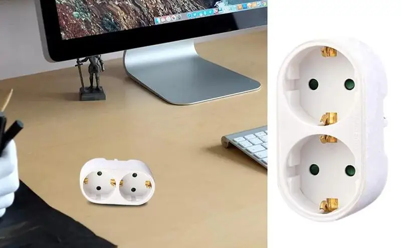 2 In 1 EU Plug Socket Adapter German Standard Power Conversion Plug Germany Type Socket EU Standard Wireless Extended Sockets