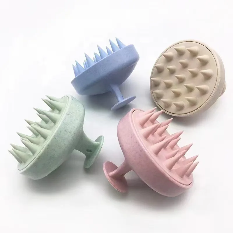 밀 빨대 실리콘 헤드 워시 클린 케어, 모근 가려움증 두피 마사지 빗, 샤워 브러시, 목욕 스파, 비듬 방지 샴푸