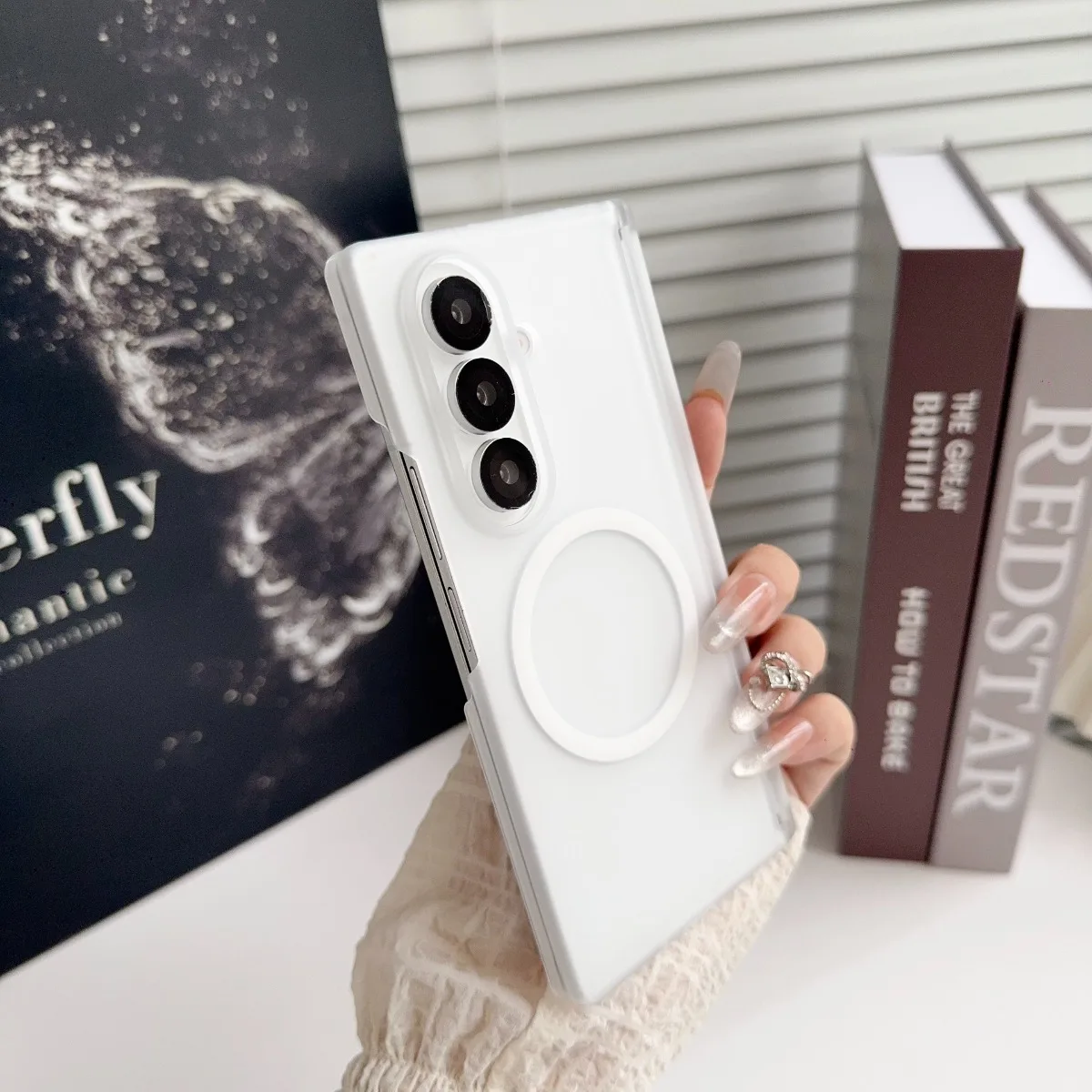 Shockproof Hard Phone Case For Samsung Galaxy Z Fold 7 6 5 4 8 Ultra Frosted Translucent Wireless Magnetic Charging Hinge Cover