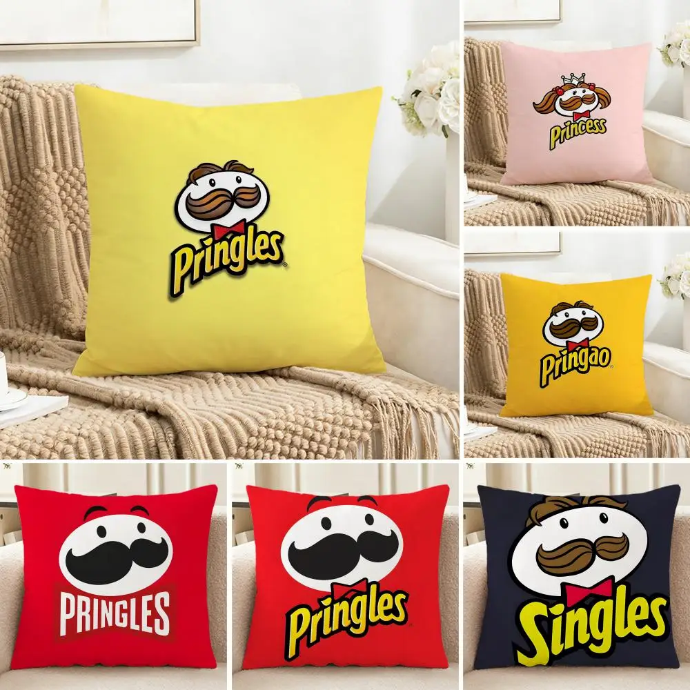 Funda de Cojín P-Pringles de Estilo Icónico de Marca Estadounidense, Lavable, con Aspecto de Lino, para Decoración Diaria del Hogar y el Sofá