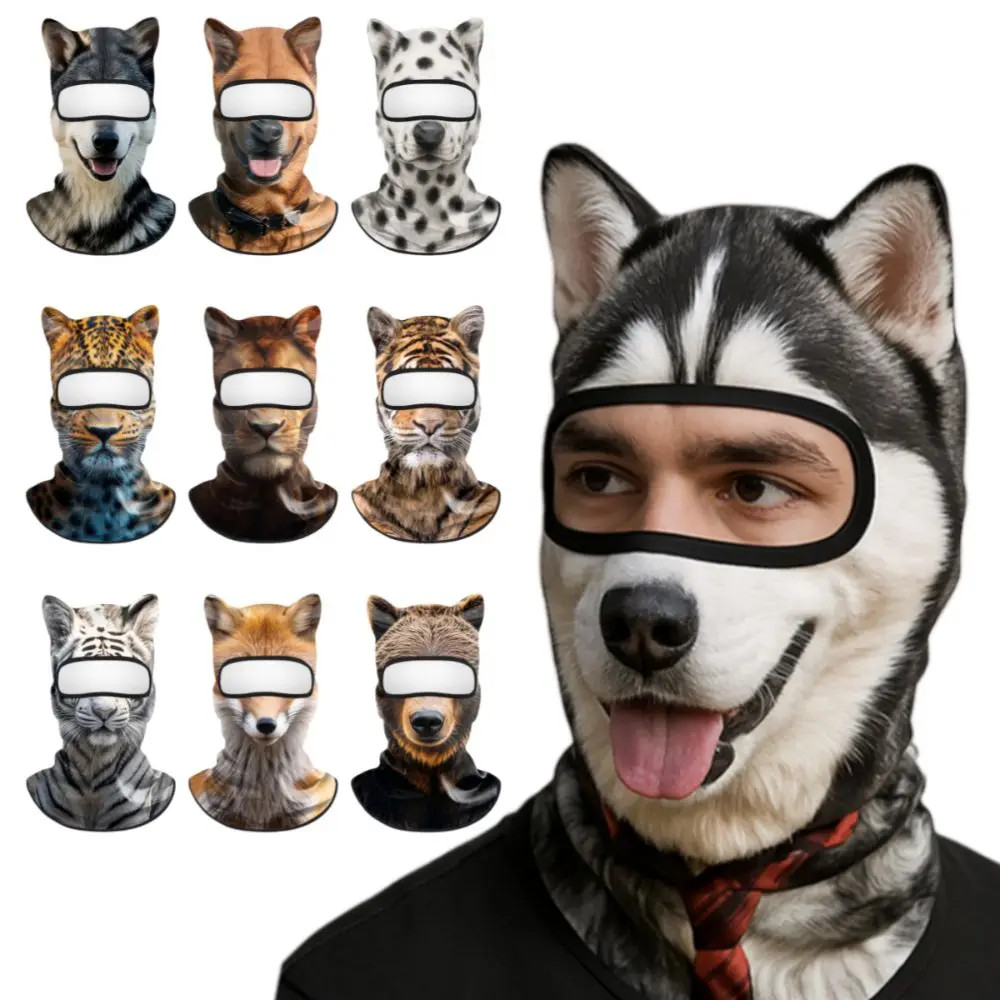 3D Tier-Sturmhaube Sonnenschutz Winddichte Vollgesichtsmaske Lebensechte Eisseide Kühlende Halsgamasche für Radfahren/Party/Outdoor