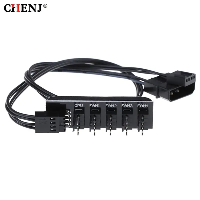 

40cm 1 to 5 4-pins PWM CPU Cooler/ Case/ Chasis Cooling Fan Power Cable Hub Splitter Adapter Black Sleeved Jacket