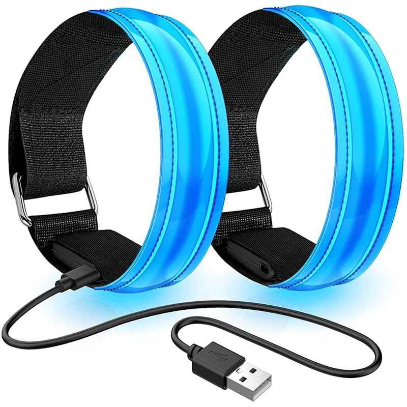 

2 Pack Rechargeable LED Bracelet, USB Reflective Band, Armband Bracelets, Running Bands For Jogging, Sports