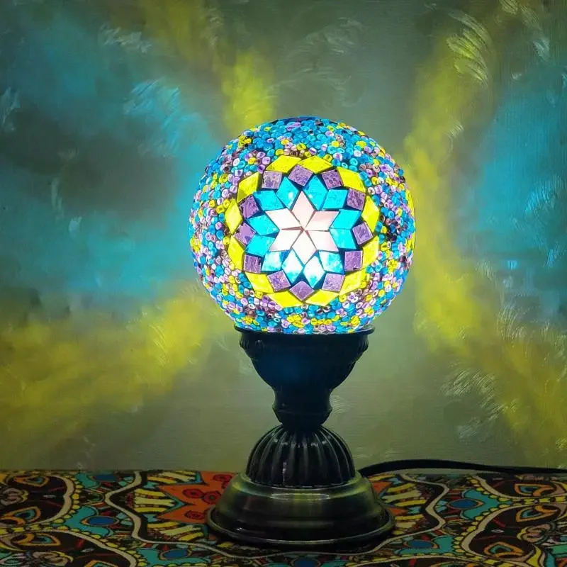 Mosaic Table Lamp Bedside Children\'s Room Decorative Lighting Turkish Ball Diy Nightlight Bed Room Desk Decoration Desk Lamp