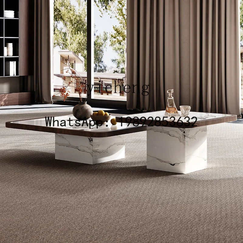 AA rock slab bright square coffee table combination light luxury high-end home living room small apartment
