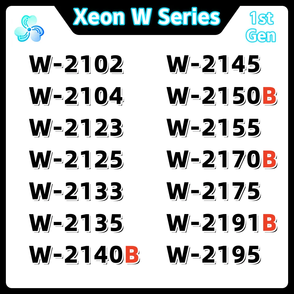 Xeon W Series CPU W-2102 W-2104 W-2123 W-2125 W-2133 W-2135 W-2140B W-2145 W-2150B W-2155 W-2170B W-2175 W-2191B W-2195 LGA2066