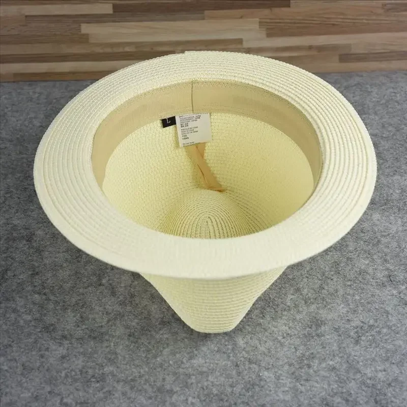 New Big Size Narrow Brim 4cm Sun Hats Summer Casual Classics Jazz Top Panama Women Men Fashion Beach Straw Hat with Black Ribbon - view 5