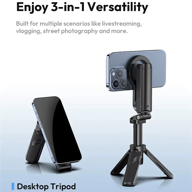 

New JJ03 Magnetic Phone Tripod Wireless Phone Grip Selfie Stick Desktop Tripod For Iphone 16 15 14 13 Pro Pro Max