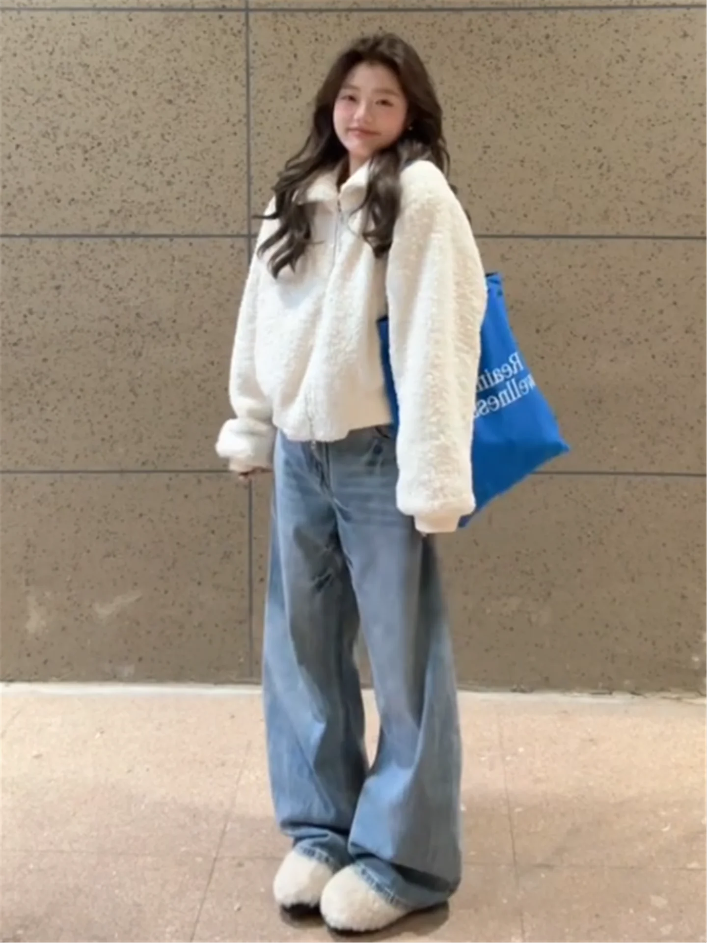 

American Street Style Low Waist Knife Blue Jeans Women's Loose Fit Slimming Tall Extended Casual Pants Spring Season