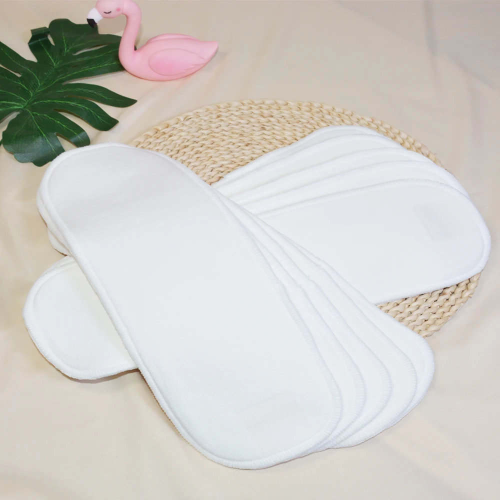 EezKoala 5pcs 3 Layers Bamboo Cotton Cloth Diaper Insert Washable Cloth Nappy for Baby Diapers 35*11cm