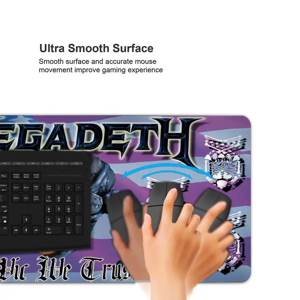 لوحة ماوس موسيقى Rock Megadeth لوحة ماوس للكمبيوتر اللوحي مقاس XL لوحة ماوس سطح المكتب، لوحة مفاتيح ألعاب لطيفة عالية الدقة بألوان قوس قزح، مشغل csgo
