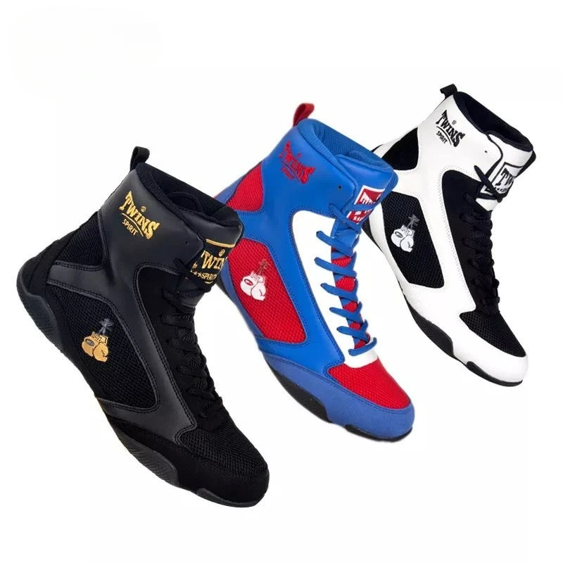 

Professional Boxing Shoes Men Women Black Blue Wrestling Shoes Unisex Hard-Wearing Fighting Boots Couples Non-Slip Sports Shoe