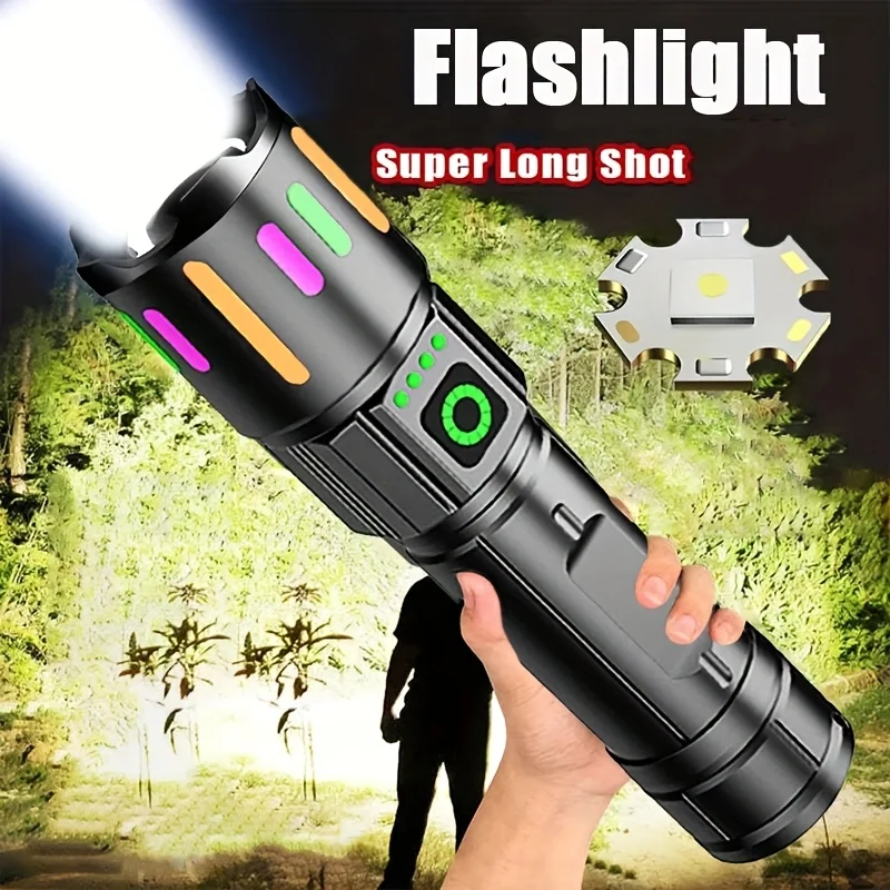 Super Bright Flashlight with Zoomable Focus USB Rechargeable Torch Ideal for Camping Hiking Fishing Emergency Use Adventure