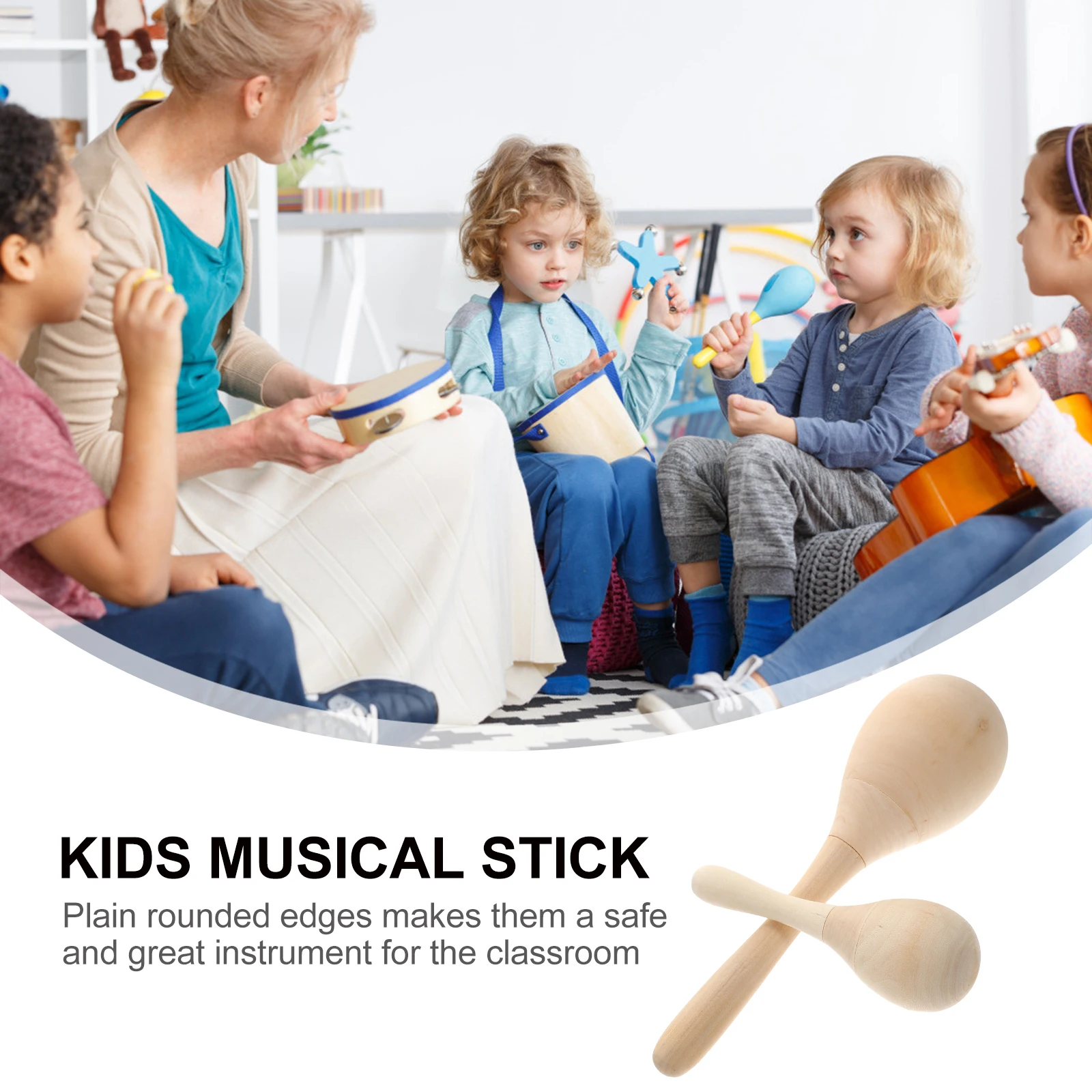 

12 Pcs Wooden Maracas Toys Kids Music Instruments Unfinished Graffiti Educational Toddler Musical Play
