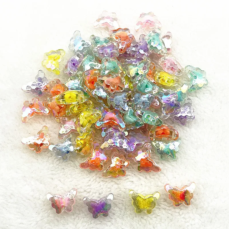 30pcs 15mm Matte/Transparency/AB Colour Acrylic Butterfly Beads Loose Spacer Beads for Jewelry Making DIY Bracelets Accessories