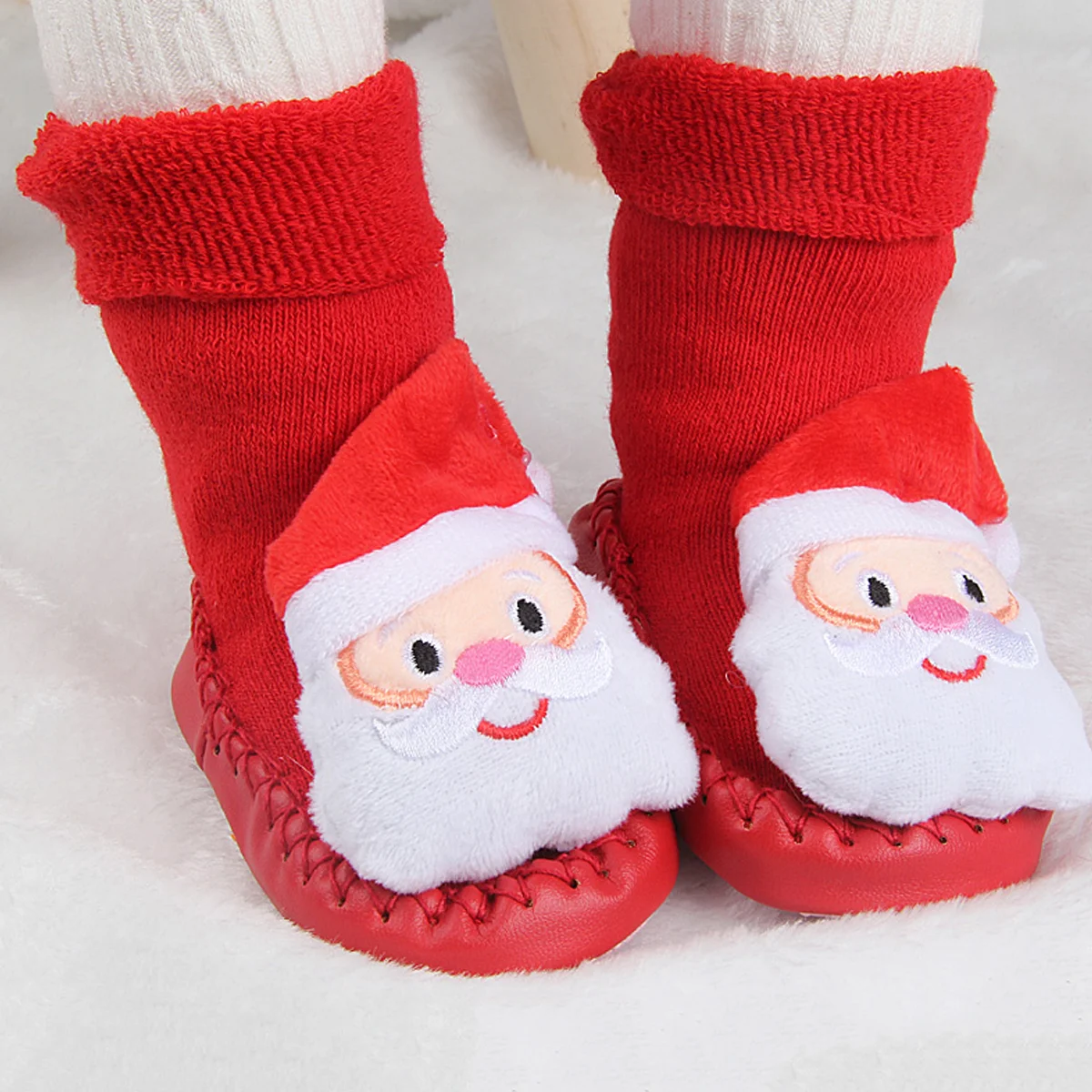 Three-dimensional Baby Christmas Socks Holiday Santa Slippers for Kids Anti-slip Floor Shoes