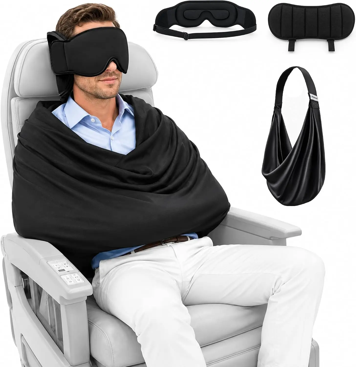 3-in-1 Adjustable EyeMask Airplane Sleep Support System Travel Pillow Multi-Use Office And Home Comfortable Pillow for Traveling