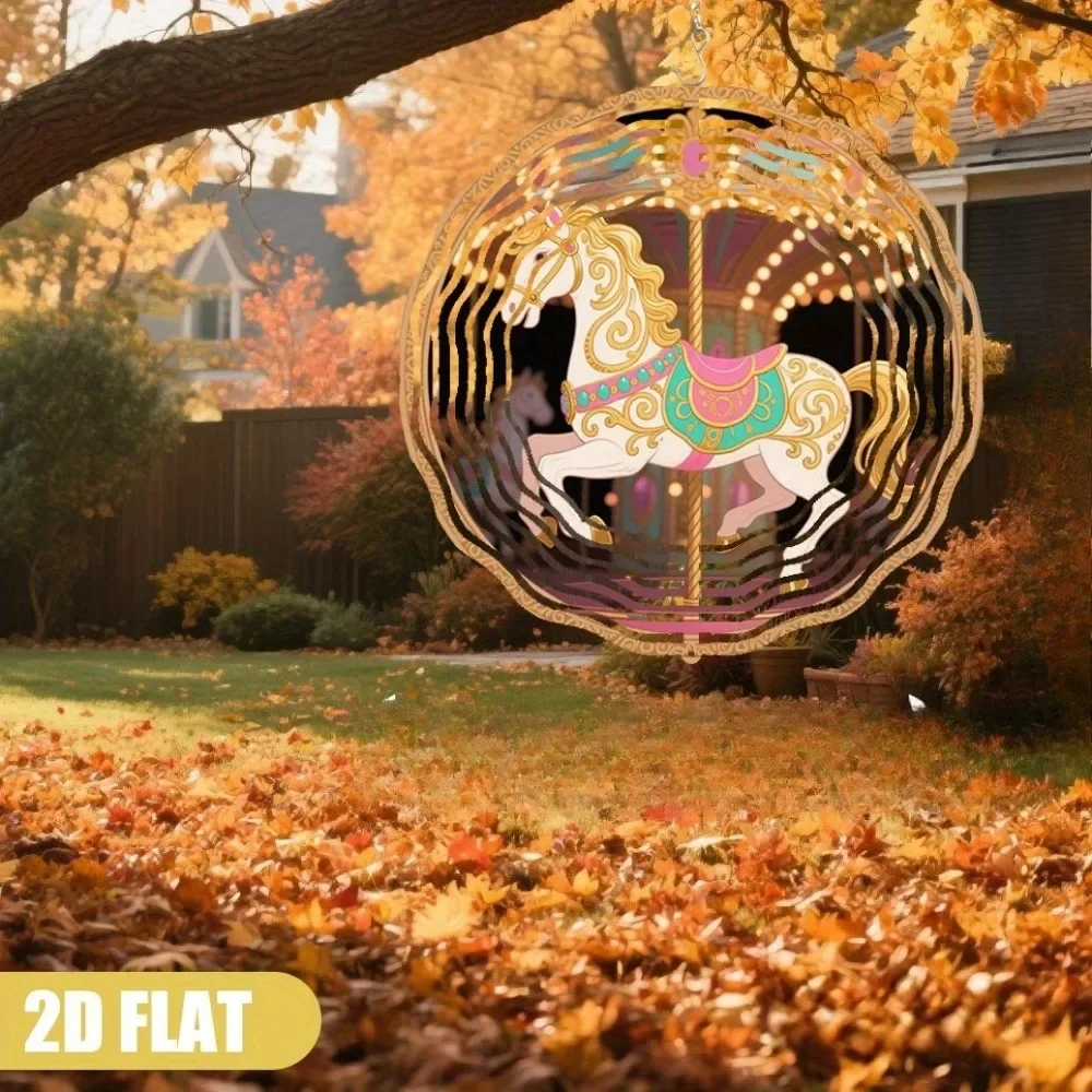 CIFBUY 2D Metal Wind Chime Rotating Hanging Decor Outdoor Yard Garden Art Ornament Kinetic Patio Ornament