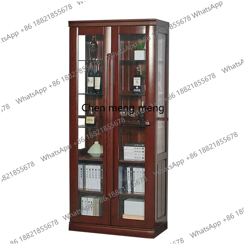 

CC182Red sandalwood wine cabinet against the wall oak Chinese solid wood living room wine cabinet